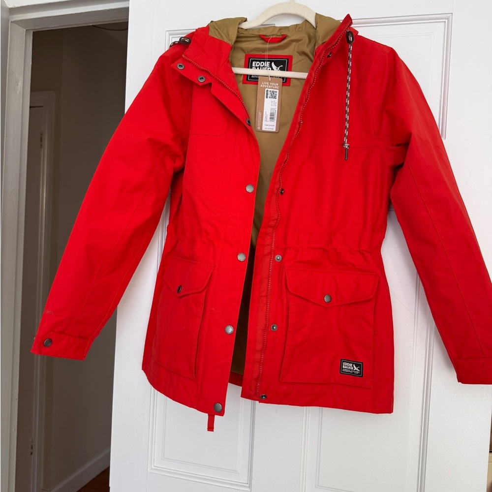 Eddie Bauer brand new  red rain coat size small
